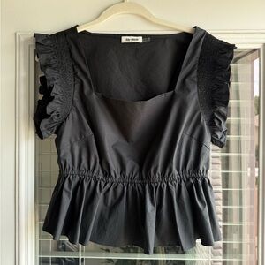 Day Moon Black Ruffled Blouse